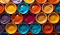 A messy heap of colorful crockery in a plastic container generated by AI Royalty Free Stock Photo