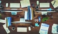 Messy Office Contemporary Workplace No People Concept Royalty Free Stock Photo