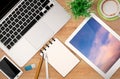 Messy office desk top view Royalty Free Stock Photo