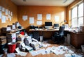 messy office with lots of papers. Generative AI