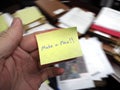 Messy Office with Make a Plan Note Royalty Free Stock Photo