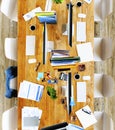 Messy Office Meeting Table No People Concept Royalty Free Stock Photo