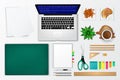 Messy office and working space product mockup icon