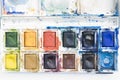 Messy paintbox Royalty Free Stock Photo