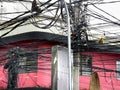 Messy power lines at kuta in bali Royalty Free Stock Photo