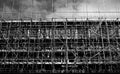 Messy scaffolding in the Ancoats district of Manchester Royalty Free Stock Photo
