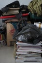 Messy stack of old books in the storehouse Royalty Free Stock Photo