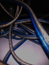 Messy tangled cables