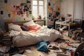 Messy teenager bedroom - AI Generated