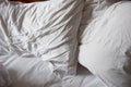 Messy unmade bed Royalty Free Stock Photo