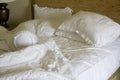 Messy unmade bed Royalty Free Stock Photo