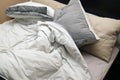 Messy unmade bed Royalty Free Stock Photo