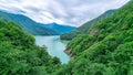 Mestia -  Jvari reservoir on river Enguri next to the road to Mestia, Georgia. Royalty Free Stock Photo