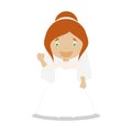 Mestizo bride wearing a wedding dress in cartoon style Vector Illustration