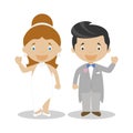 Mestizo newlywed couple in cartoon style Vector illustration Royalty Free Stock Photo