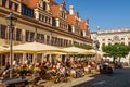 Terraces in the center at the old town hall of Leipzig, Saxony Germany