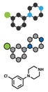Meta-chlorophenylpiperazine (mCPP) psychoactive drug molecule