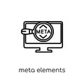 Meta Elements icon. Trendy modern flat linear vector Meta Elements icon on white background from thin line Technology collection