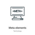 Meta elements outline vector icon. Thin line black meta elements icon, flat vector simple element illustration from editable