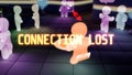 Meta universe avatar of a user gets connection lost message - industrial 3D illustration