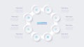 Metaball with eight circles in the shape of a octagon. Cycle infographic template with 8 options Royalty Free Stock Photo