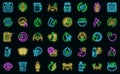 Metabolism icons set outline vector. Torso health vector neon