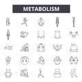 Metabolism line icons, signs, vector set, outline illustration concept