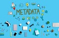 Metadata with electronic gadgets and office supplies