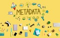 Metadata with electronic gadgets and office supplies