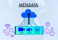 Metadata illustrations with image, audio and video upload icons