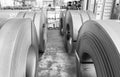 Metail coils stacked in a company warehouse Royalty Free Stock Photo