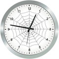 Metal analogue clock with spider web