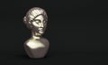 Metal ancient statue female head on a black background. 3d rendering Royalty Free Stock Photo