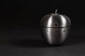 Metal apple kitchen timer on dark background