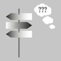 metal arrows pillar. Travel concept. Signboard pointer, choice signpost. Vector illustration. stock image.