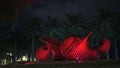 Metal art sculpture at Maurice A Ferre Park Downtown Miami 4k HDR night video
