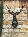 metal art work deer head on a wall Royalty Free Stock Photo