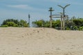 Metal artwork of seagull flying at Chunjangdae beach