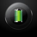 Metal background with glass FULL BATTERY button