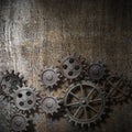Metal background with rusty gears Royalty Free Stock Photo