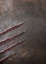 Metal background scratched by beast claw marks