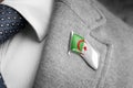 Metal badge with the flag of Algeria on a suit lapel Royalty Free Stock Photo