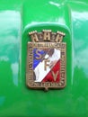 Metal badge on a tractor