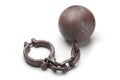 Metal ball and chain shackles on white Royalty Free Stock Photo