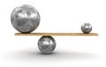 Metal balls balanced on plank (clipping path included) Royalty Free Stock Photo