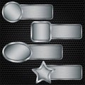 Metal banner set, metallic texture plate set vector illustration