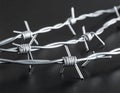 Metal barbed wire on black background. Royalty Free Stock Photo