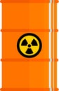 Metal Barrel with Radioactive Hazard Substance Icon. Vector Illustration.