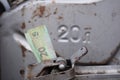 Metal barrel and Ukrainian money, the concept of the cost of gasoline, diesel, gas. Refilling the car. 20 liter and banknote 20 Royalty Free Stock Photo