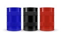 Metal barrels without labels. Colored collection